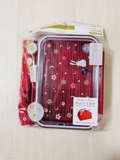 赤い弁当箱 ランチボックス 1段500ml 月花 うさぎのサムネイル