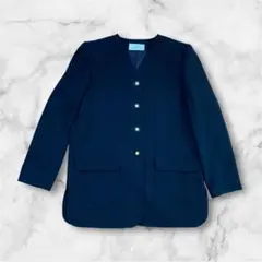 GIVENCHY ジバンシー ノーカラージャケット 9号 M ネイビー 日本製のサムネイル
