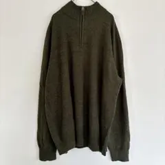 DOCKERS オリーブグリーン ハーフジップ ハイネックニット ソフト カーキ