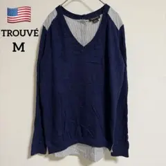 TROUVE Vネックニット セーター ストライプ バックシャン M