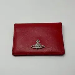 【Vivienne Westwood】パスケース レザー レッド オーブ ロゴ