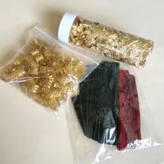 髪飾り/金箔/ベルベットリボンセット