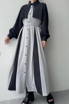 早い者勝ち！バイカラータックワンピースHARE 【美品】