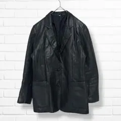 ヴィンテージ✨牛革 レザージャケット テーラード 黒 ９号 レディース