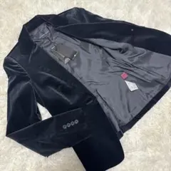 新品タグ付　Mプルミエ ブラックベルベット テーラードジャケット36