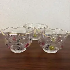 昭和レトロ　アデリア　ガラス BONHEUR サンデー3個セット デザート