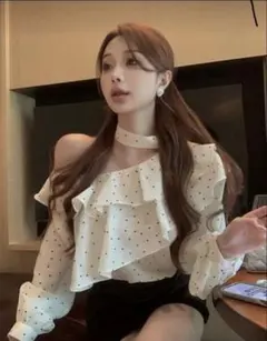 SHEIN ワンショルブラウス ドット