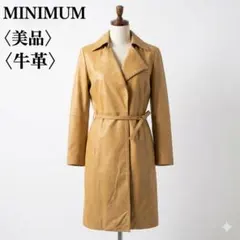 美品　MINIMUM 本革ロングコート M マスタード ライダース　春秋のサムネイル