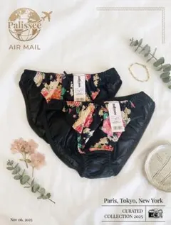 D-8palissee 花柄ショーツ Mサイズ 2枚　ブラックショーツ無地と花柄のサムネイル