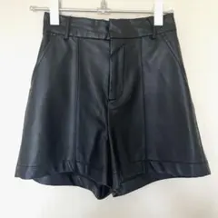 WEGO ブラック合成皮革ショートパンツレザーショートパンツ
