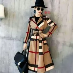 トレンチコート チェック ロングコートm