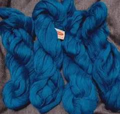 カネボウ カセ毛糸 ブルー系 5個 約200g ウール100% 匿名配送