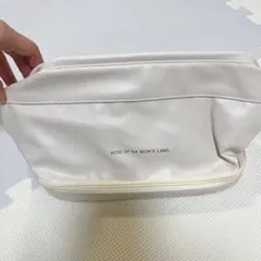 コスメポーチ 二段 大容量 取りやすい オフホワイト