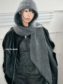 【日本未上陸】feytiy フーディースカーフマフラー グレー