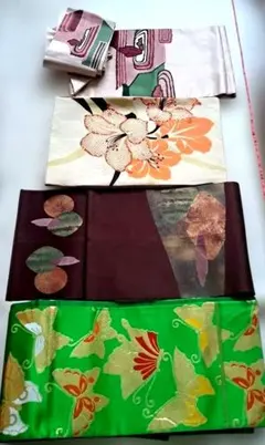 夏得セール【レア！本麻】大正ロマン、縦横の縞に洋花がモダン☆金糸入