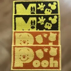 新品未使用　キャラクタータオル ミッキー プーさん　タオルハンカチ4枚セット