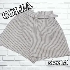 COLZA コルザ ベルト付 ストライプ ショートパンツ ウエストゴム 裏地付のサムネイル