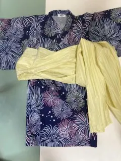 花火柄 子供用 浴衣 帯付き