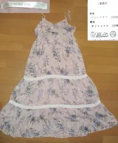 01　RETRO GIRL 花柄 キャミワンピース　ピンク系　F　used