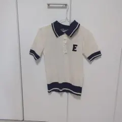 ZARA メッシュポロシャツ Mサイズ アイボリー/ネイビー