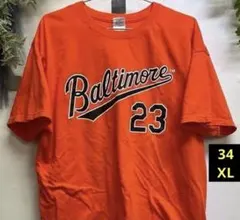 34 GILDAN オレンジ Tシャツ XL 両面プリント　メジャーリーグ