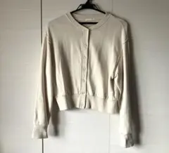 GU クロップドスウェット カーディガン(長袖) ナチュラル色 Sサイズ
