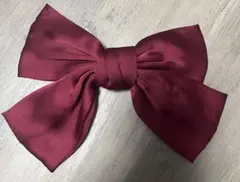 サテンリボン バレッタ ボルドー