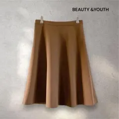 BEAUTY &YOUTH フレアスカート ひざ丈 ブラウン Mサイズ