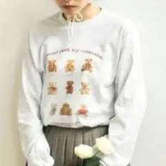 fig london テディベア　くま　ベージュ杢スウェットのサムネイル