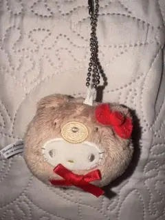 キティー　起き上がり　ラテクマバージョン　サンリオ ぬいぐるみキーホルダー