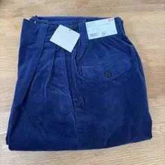 UNIQLOマルニ コーデュロイワイドフィットタックパンツ丈短めS青