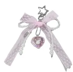 ハート型チャーム付きレースリボン　G