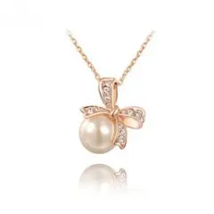 パール リボン ネックレス ローズゴールド 真珠 EARTHER RING