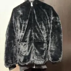 ダークグレー フード付きファーコート