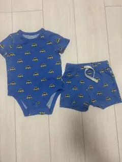 青　車柄　ロンパース　ボトムス　セット　70 80 gap 前開き　男の子　半袖