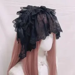 新品高品質黒いフリル付きヘッドドレス