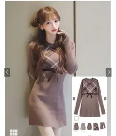 GRL チェック柄ニットミニワンピース[ru1354]