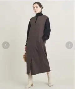 BY キーネック フロントスリット ジャンパースカート