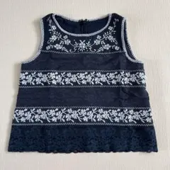 【最終お値下げ】刺繍入りネイビータンクトップ　リリーブラウン　lilybrown
