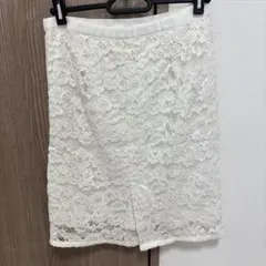 Misch maschホワイト レース タイトスカート ひざ丈
