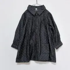 無印良品 ドット柄長袖デニムシャツチュニックワンピース 長袖ワンピ デニムシャツ