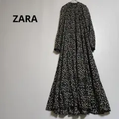 ZARA ティアードロングワンピース　スタンドカラー　小花柄