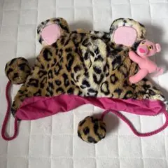 USJ ユニバ　ピンクパンサーキャップ　被り物　ヒョウ柄