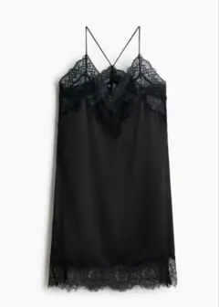 H&M新作　レーストリム サテンワンピース