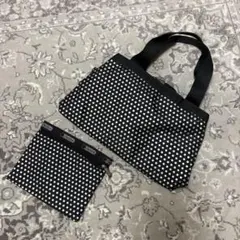 ドット柄トートバッグとポーチセット