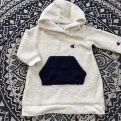 Champion ボアパーカー パーカーワンピ ホワイト ネイビー