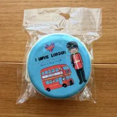 【I LOVE LONDON】缶ケース 円形ポーチ イギリス