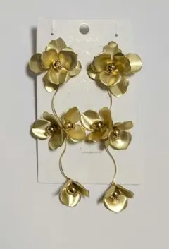 ゴールド フラワーデザイン ピアス　結婚式　華やか