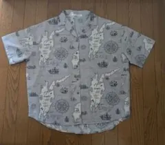 RAY CASSIN FAVORI 地図アート柄 カイキンシャツ グレー