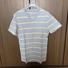OLD NAVY Vネック Tシャツ グレー イエロー ボーダーのサムネイル